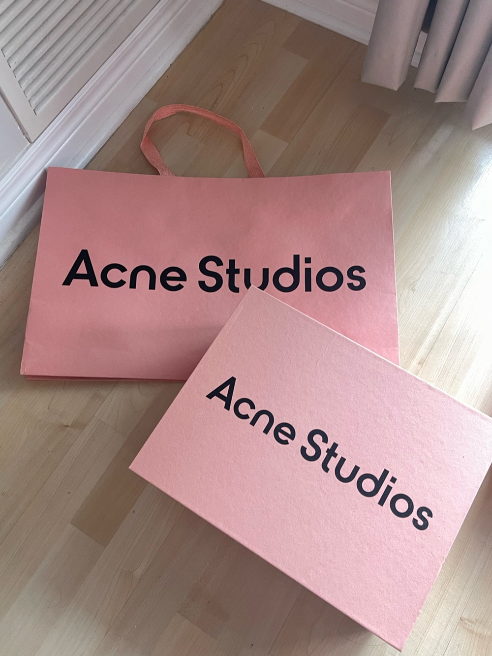 Acne Studios Pink Shopping Bag & Shoe Box– Empty Boutique Packaging